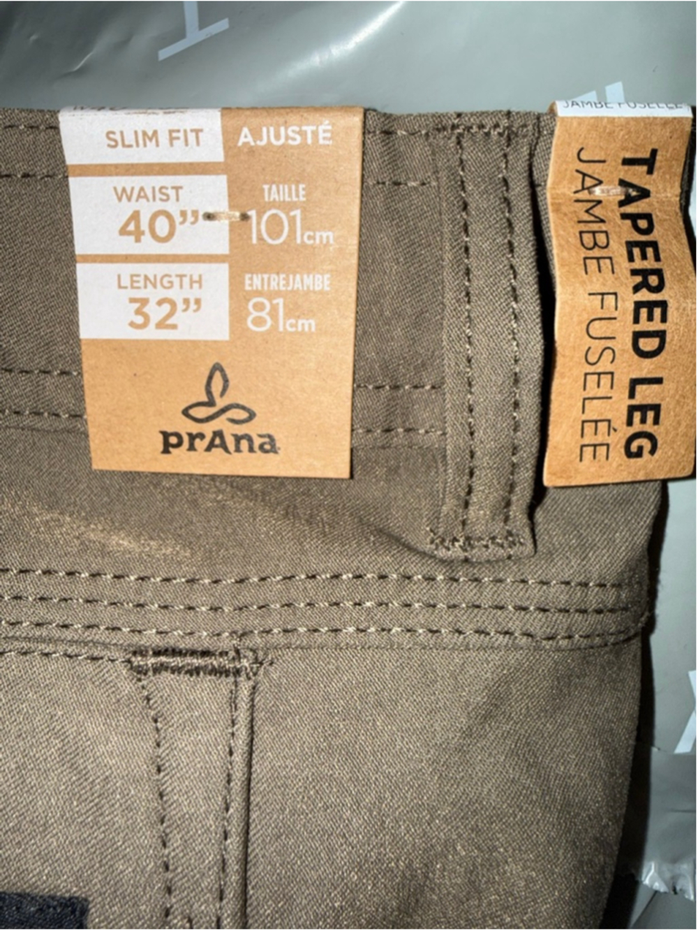Men's Prana Pants size 40x32 Brown Stretch Zion Slim Cargo Pants Hiking Pants - Picture 15 of 16
